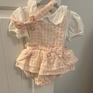 Joie Peach and Cream Baby Outfit w Headband